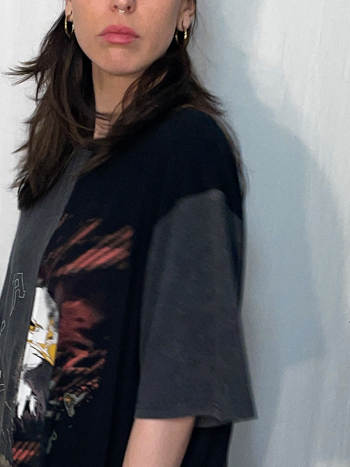 Spliced Wolf & Eagle Black and Charcoal Tall Tee / T-Shirt Dress
