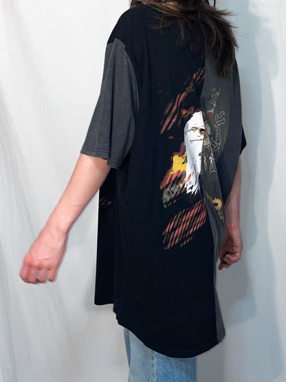 Spliced Wolf & Eagle Black and Charcoal Tall Tee / T-Shirt Dress