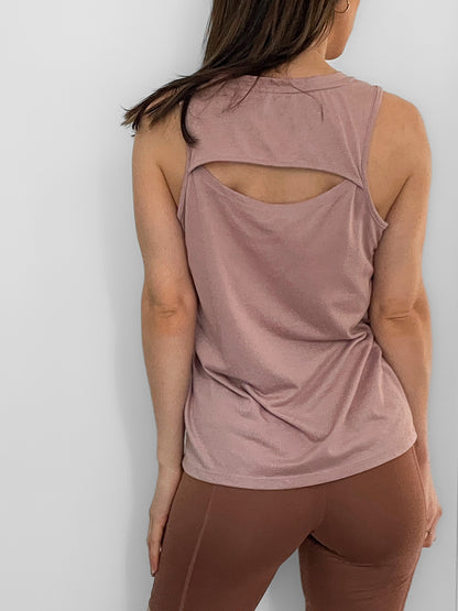 Dusty Soft Pink With Rose Gold Logo Active Tank