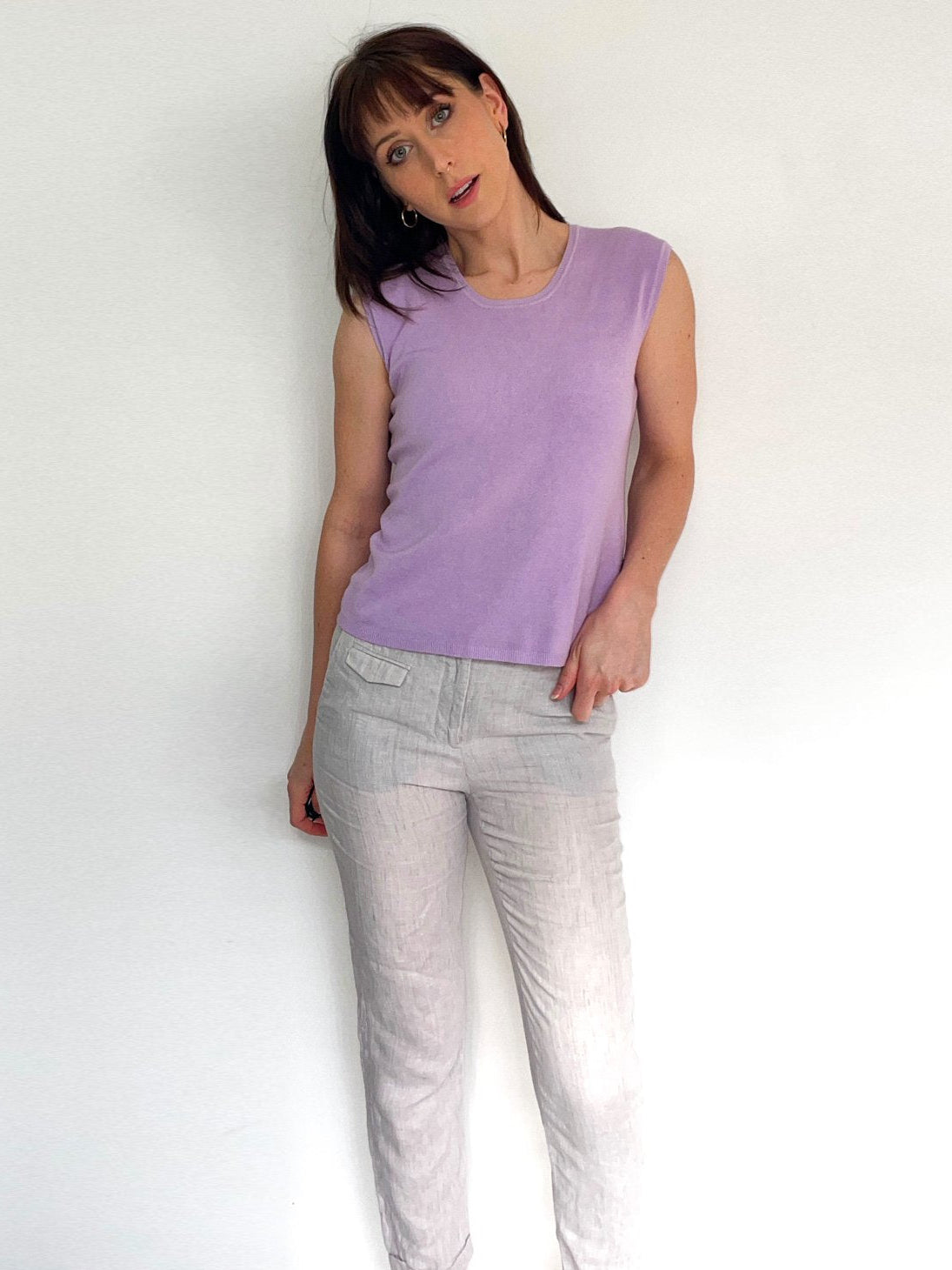 Soft Lightweight Knit Vest in Lilac