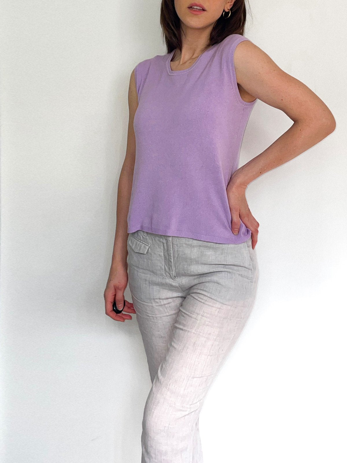 Soft Lightweight Knit Vest in Lilac