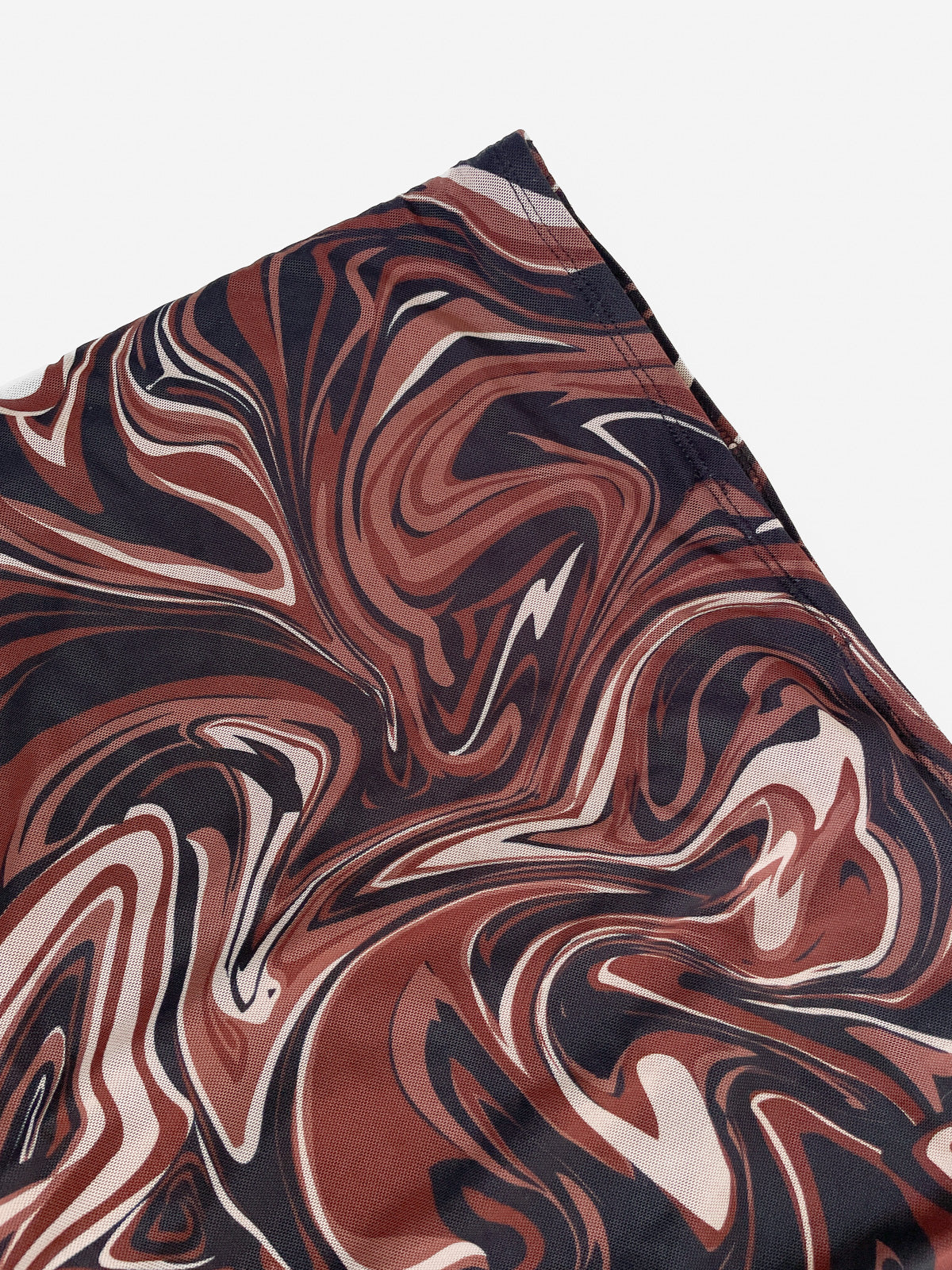 Drawstring Side Chocolate Swirl Mesh Skirt
