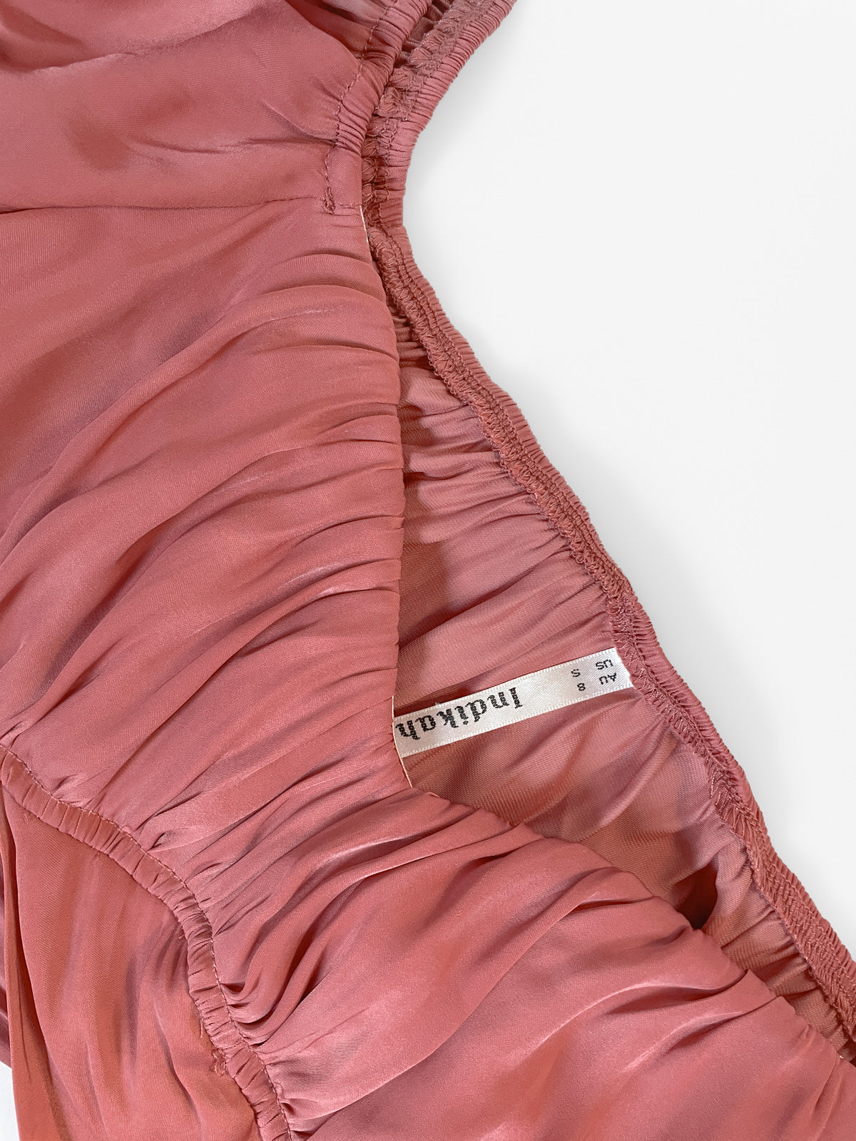 Silky off shoulder wrap crop top in dusty rose pink