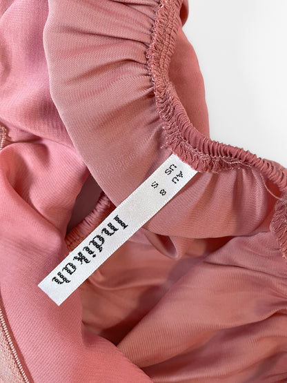 Silky off shoulder wrap crop top in dusty rose pink