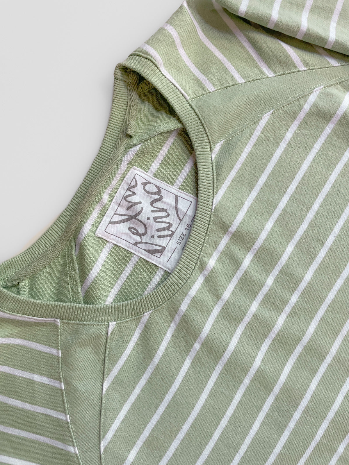 Striped Cotton Pastel Green and White Crew Neck Sweater
