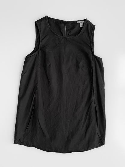 Black French Linen Tunic Top
