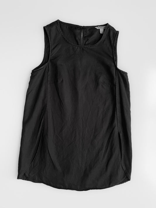 Black French Linen Tunic Top