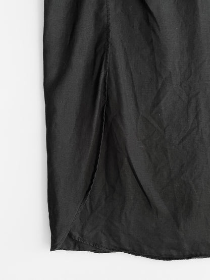 Black French Linen Tunic Top