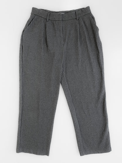 Pinstripe Grey Knit Soft Wool & Cotton Trousers