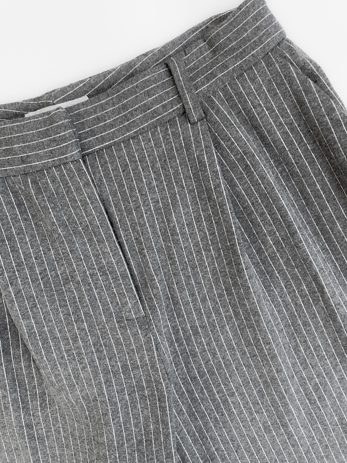 Pinstripe Grey Knit Soft Wool & Cotton Trousers