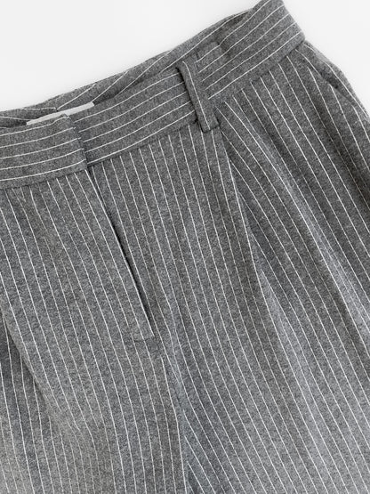 Pinstripe Grey Knit Soft Wool & Cotton Trousers