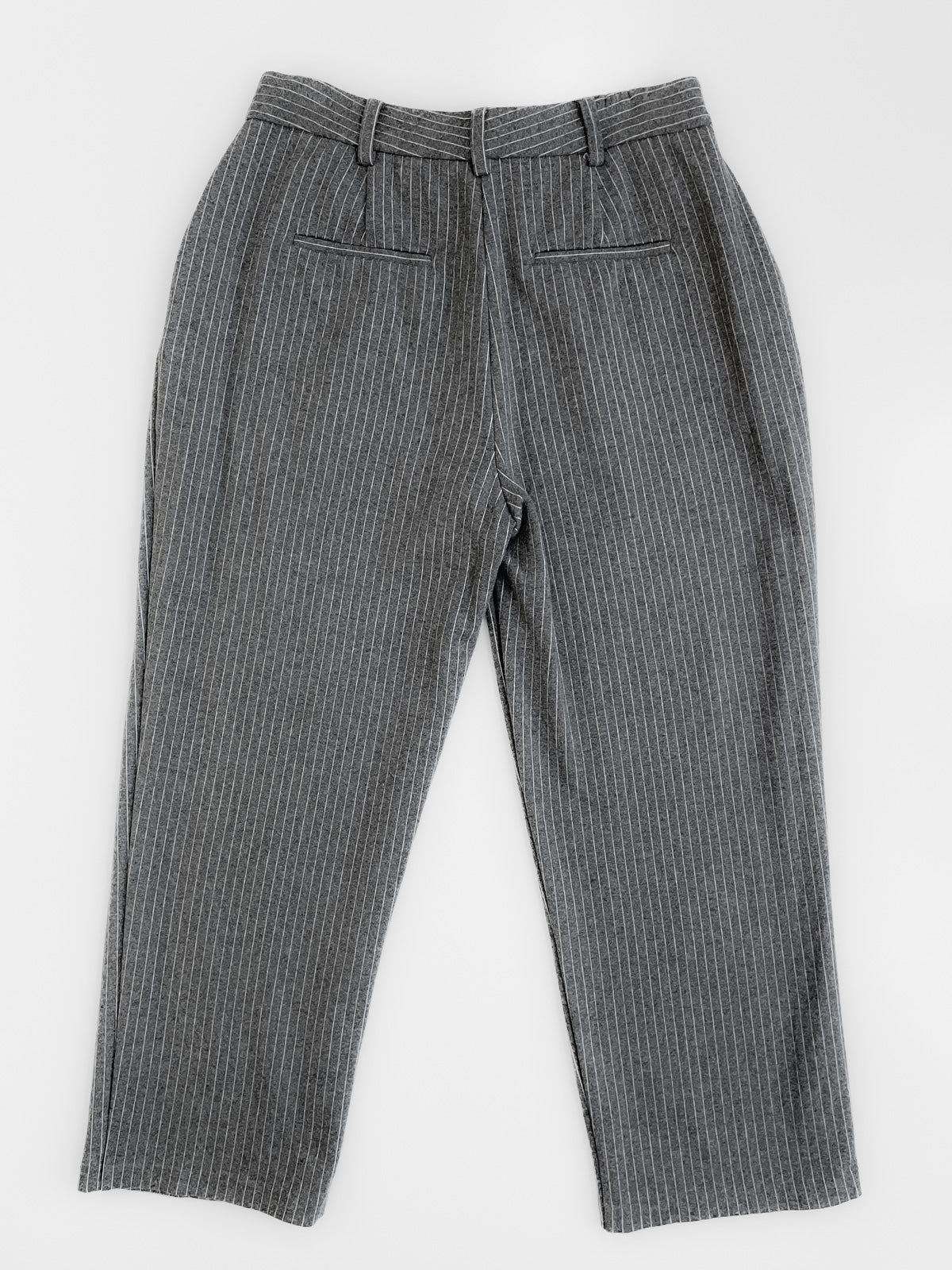 Pinstripe Grey Knit Soft Wool & Cotton Trousers