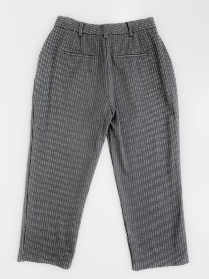Pinstripe Grey Knit Soft Wool & Cotton Trousers