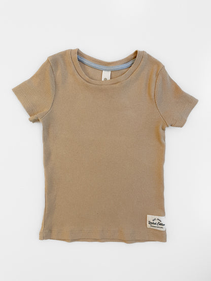 Camel Organic Cotton Ribbed Tee