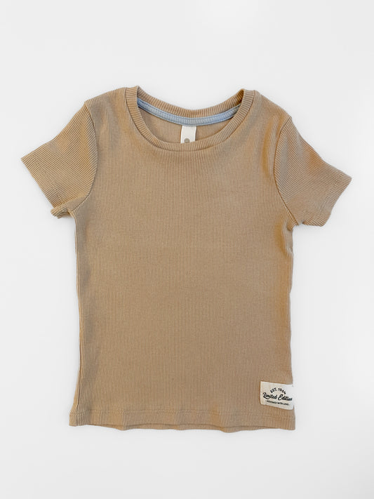 Camel Organic Cotton Ribbed Tee