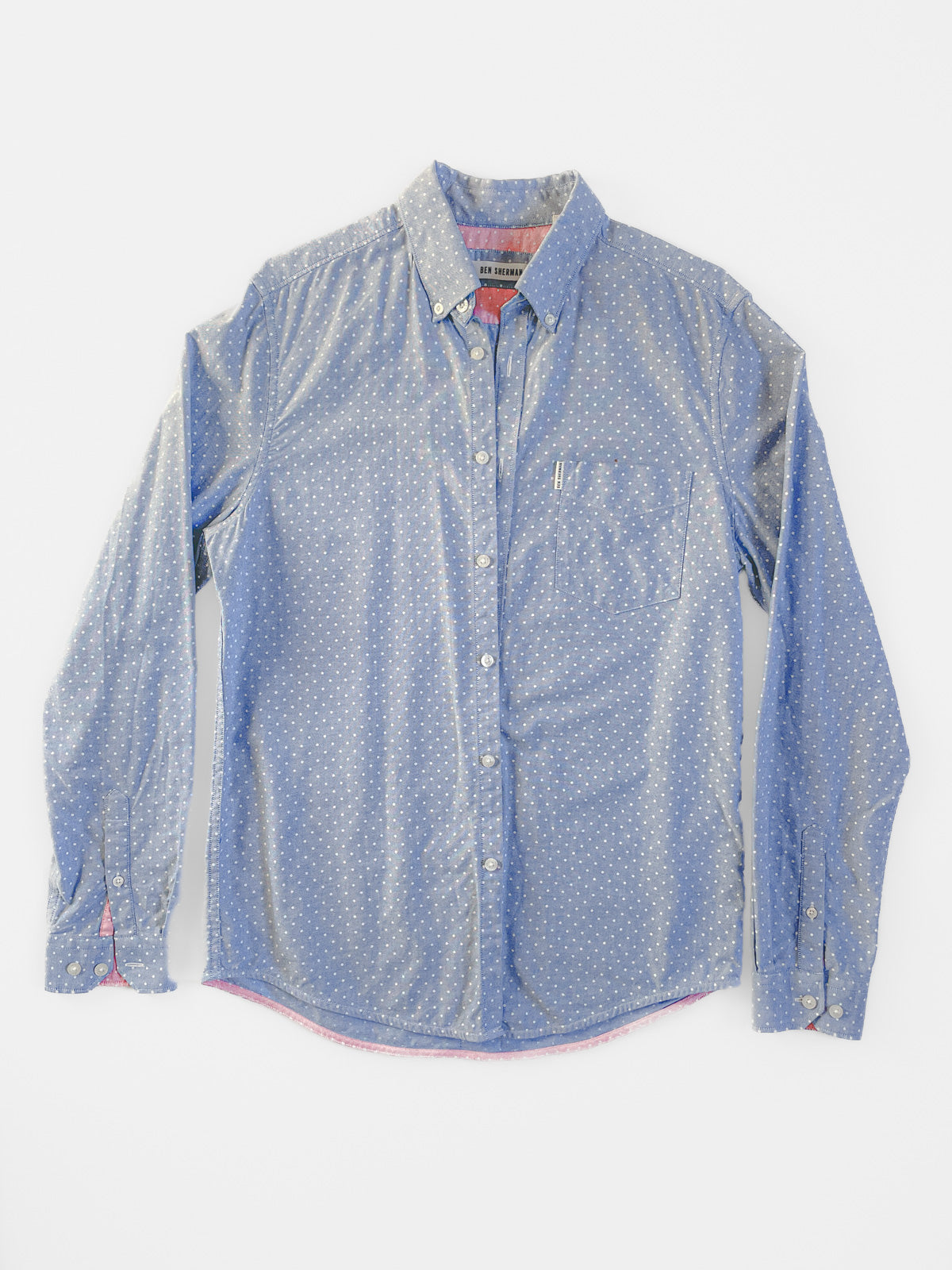 Polka Dot Chambray Oxford Shirt