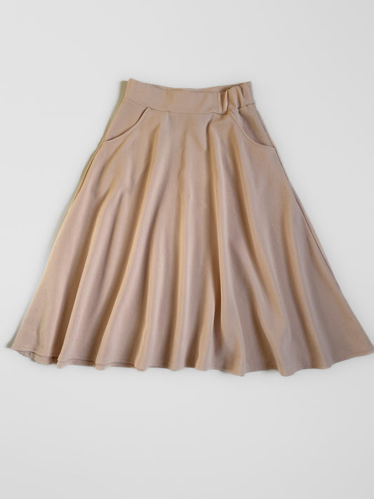 A-Line Pastel Pink Midi Skirt