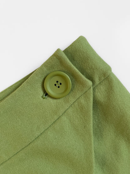 Woollen Mod Mini Wrap Skirt in Chartreuse Green