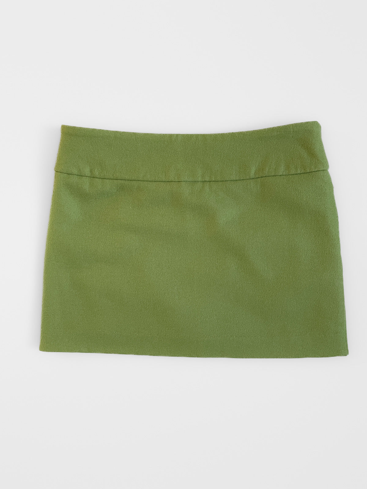 Woollen Mod Mini Wrap Skirt in Chartreuse Green