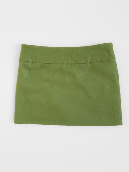 Woollen Mod Mini Wrap Skirt in Chartreuse Green