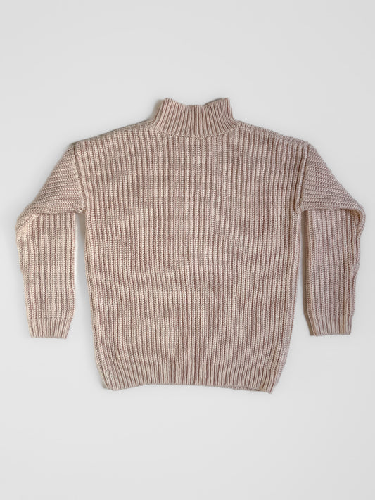 Light Shell Pink Thick Knit Mock Neck Jumper