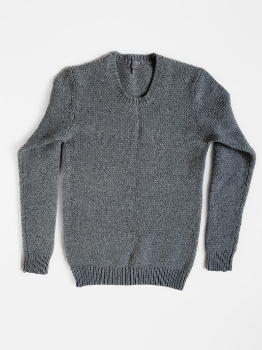Wool Blend Knit Long Line Jumper in Grey