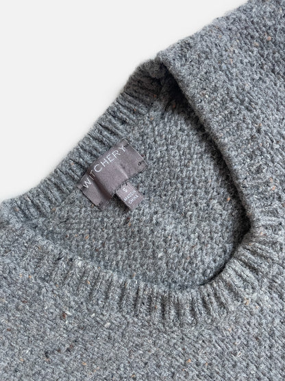 Wool Blend Knit Long Line Jumper in Grey