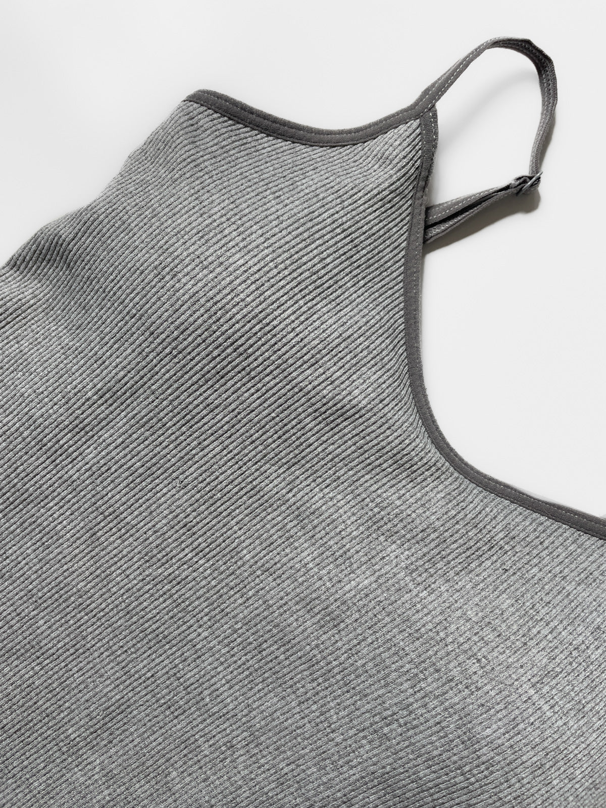Grey Ribbed Singlet Top with Built in Bra