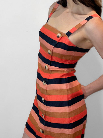 Fiesta Stripe Square Neck Mini Mod Dress