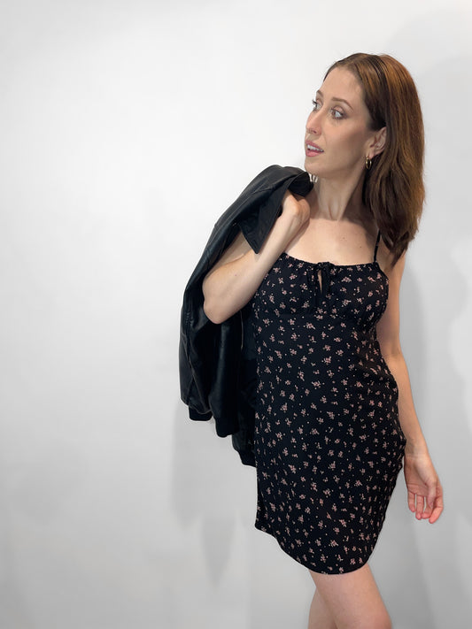 Black Ditsy Floral Babydoll Dress