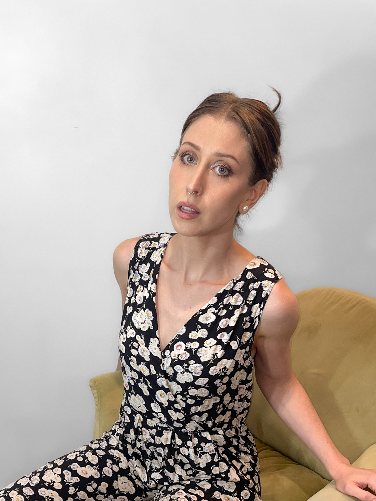 Soft Sleeveless Jumpsuit in Black Floral