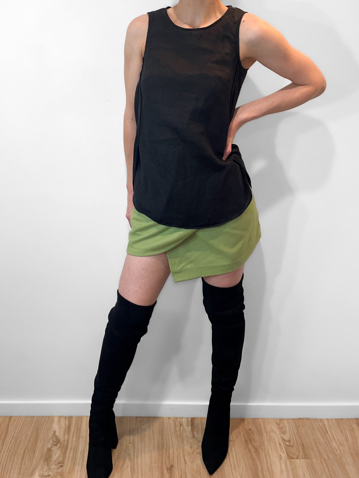Black French Linen Tunic Top