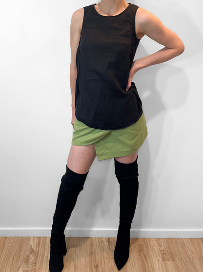 Black French Linen Tunic Top