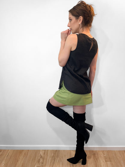 Black French Linen Tunic Top