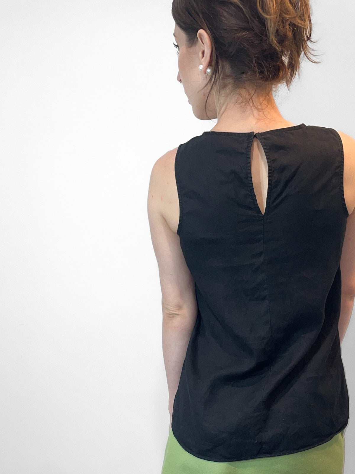 Black French Linen Tunic Top