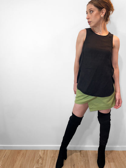 Black French Linen Tunic Top