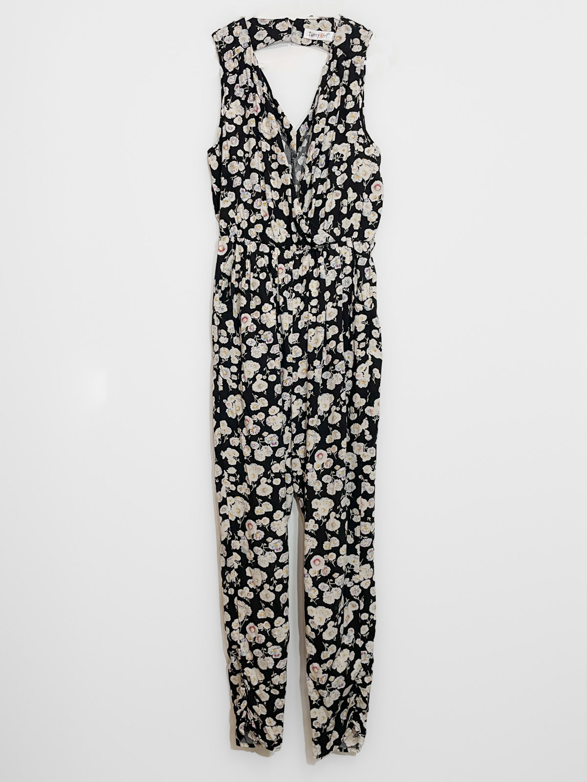 Soft Sleeveless Jumpsuit in Black Floral
