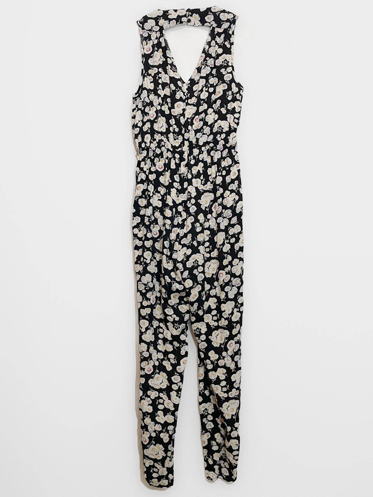 Soft Sleeveless Jumpsuit in Black Floral