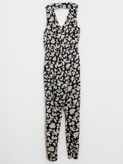 Soft Sleeveless Jumpsuit in Black Floral