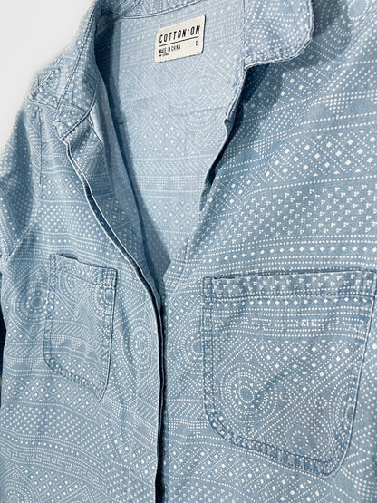 Soft Chambray Shirt With Western Spot Print