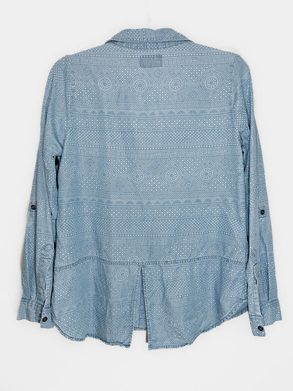 Soft Chambray Shirt With Western Spot Print