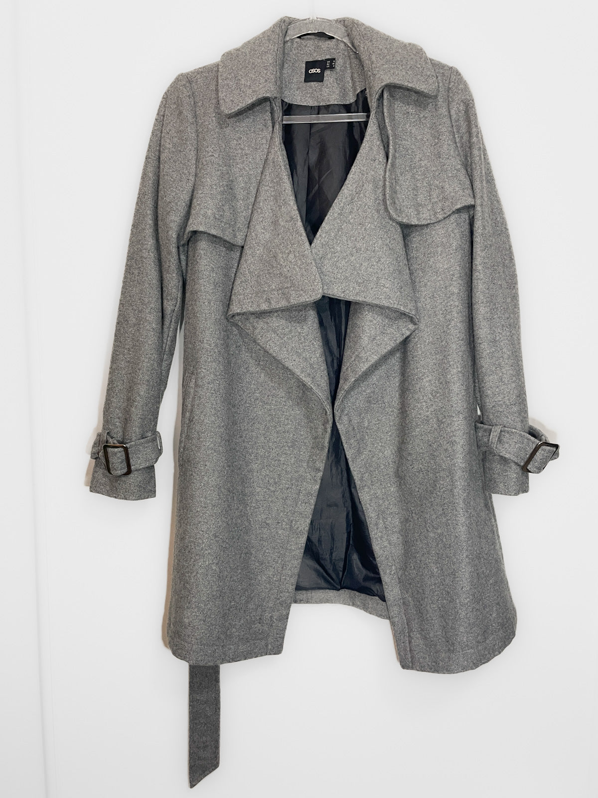 Woollen Trench Coat in Grey