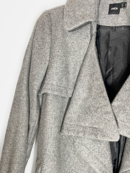 Woollen Trench Coat in Grey