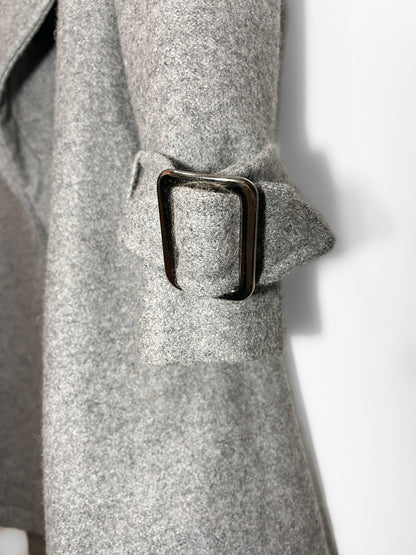 Woollen Trench Coat in Grey