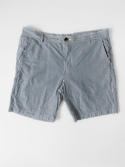 White and Blue Stripe Cotton Shorts