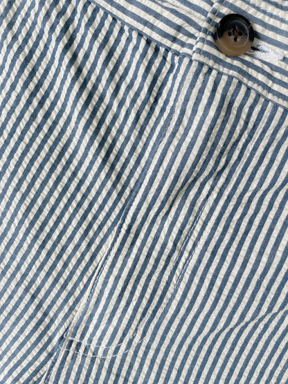 White and Blue Stripe Cotton Shorts