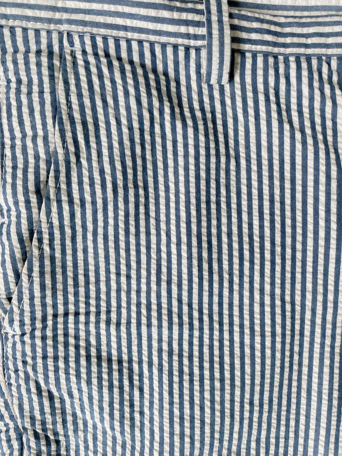 White and Blue Stripe Cotton Shorts