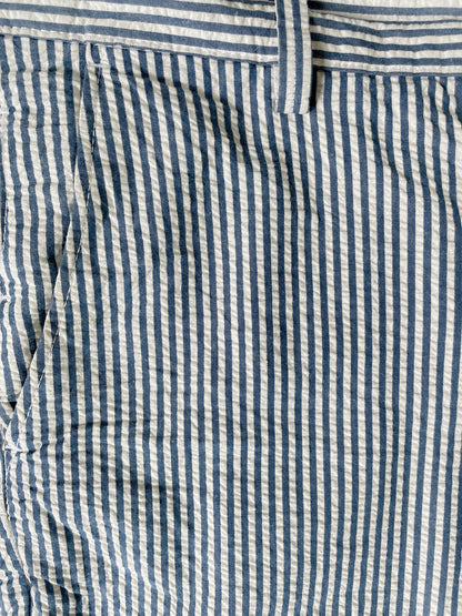 White and Blue Stripe Cotton Shorts