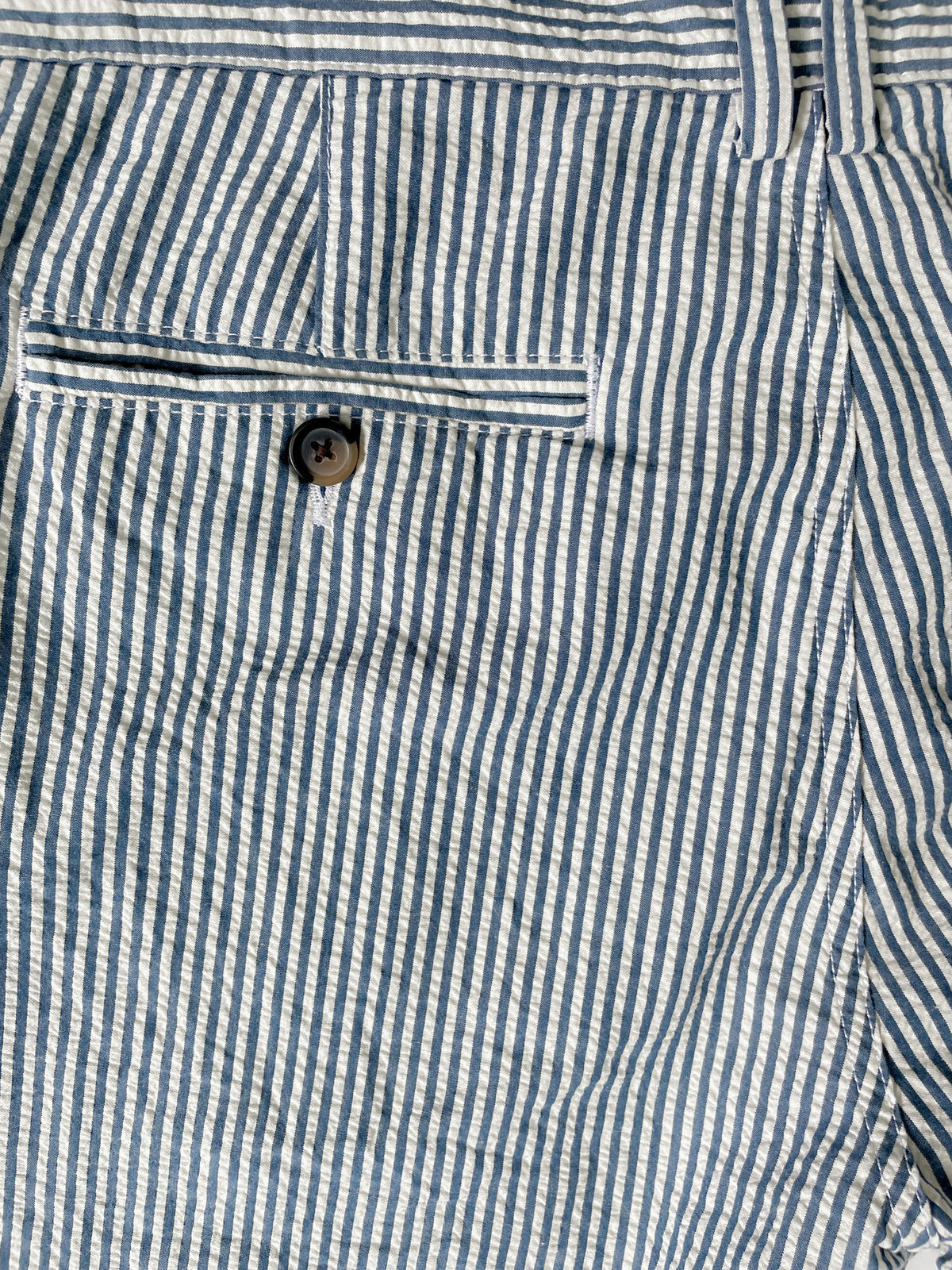 White and Blue Stripe Cotton Shorts