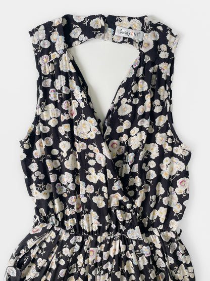 Soft Sleeveless Jumpsuit in Black Floral